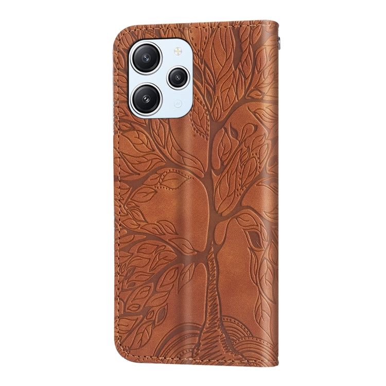 For Xiaomi Redmi 12 4G Life of Tree Embossing Pattern Horizontal Flip Leather Phone Case