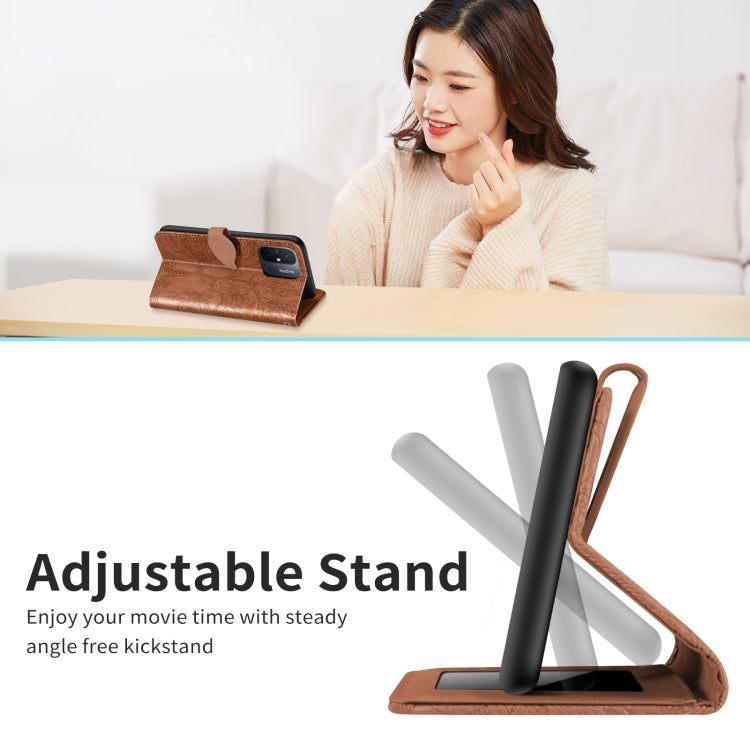 For Xiaomi Redmi 12 4G Life of Tree Embossing Pattern Horizontal Flip Leather Phone Case