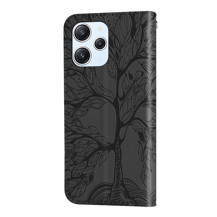 For Xiaomi Redmi 12 4G Life of Tree Embossing Pattern Horizontal Flip Leather Phone Case