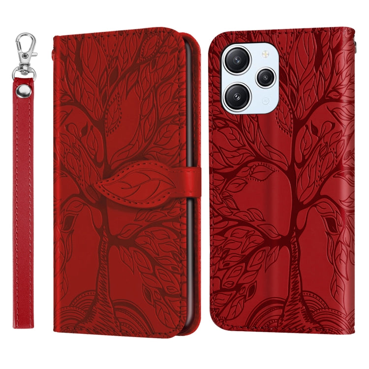 For Xiaomi Redmi 12 4G Life of Tree Embossing Pattern Horizontal Flip Leather Phone Case