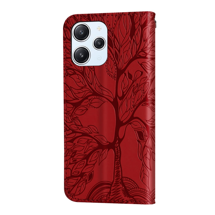 For Xiaomi Redmi 12 4G Life of Tree Embossing Pattern Horizontal Flip Leather Phone Case