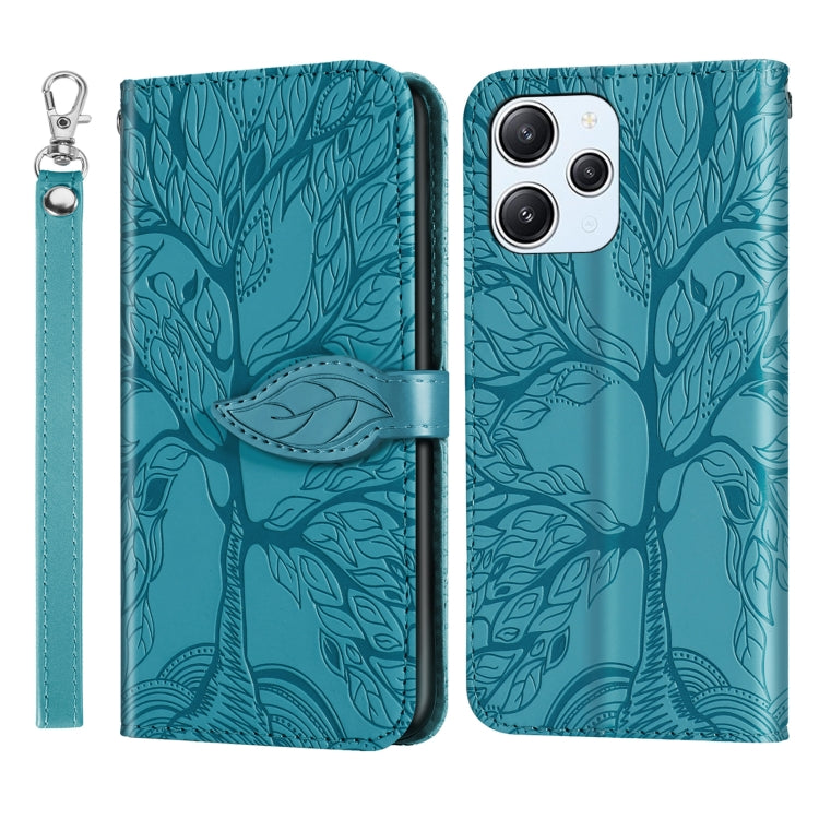 For Xiaomi Redmi 12 4G Life of Tree Embossing Pattern Horizontal Flip Leather Phone Case