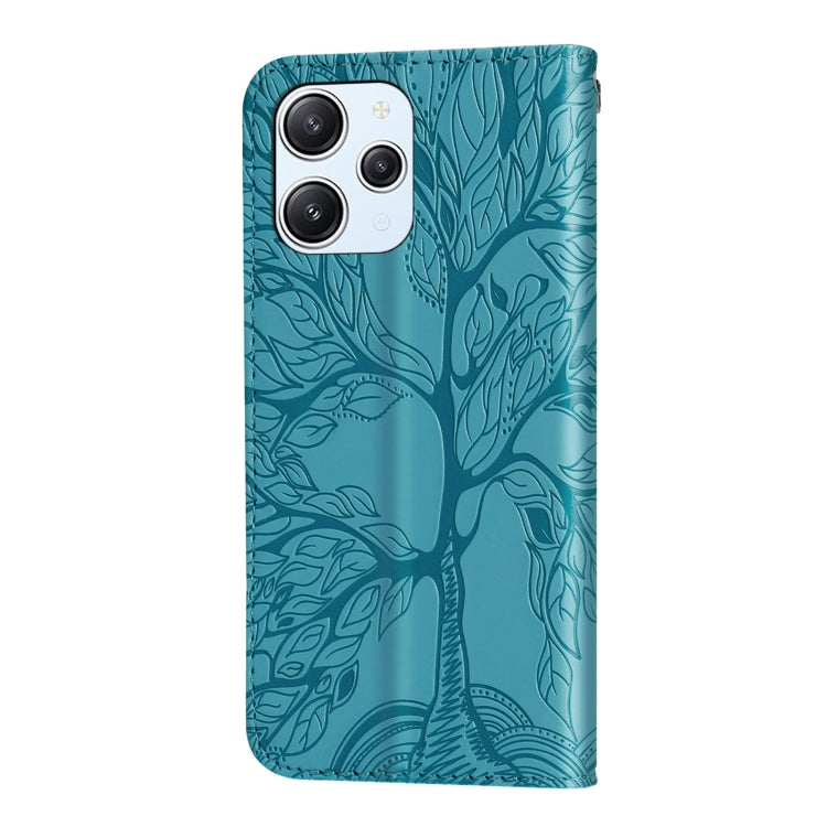 For Xiaomi Redmi 12 4G Life of Tree Embossing Pattern Horizontal Flip Leather Phone Case