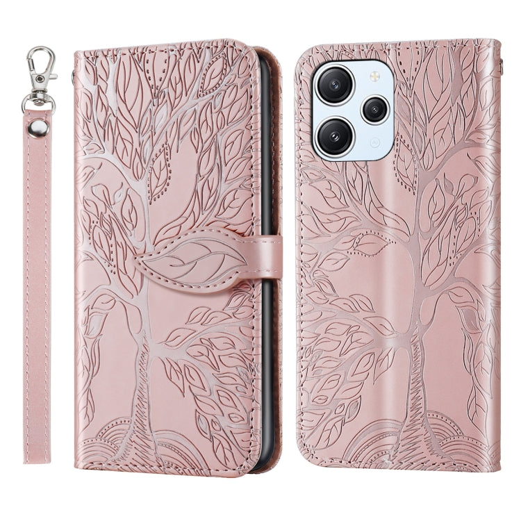 For Xiaomi Redmi 12 4G Life of Tree Embossing Pattern Horizontal Flip Leather Phone Case