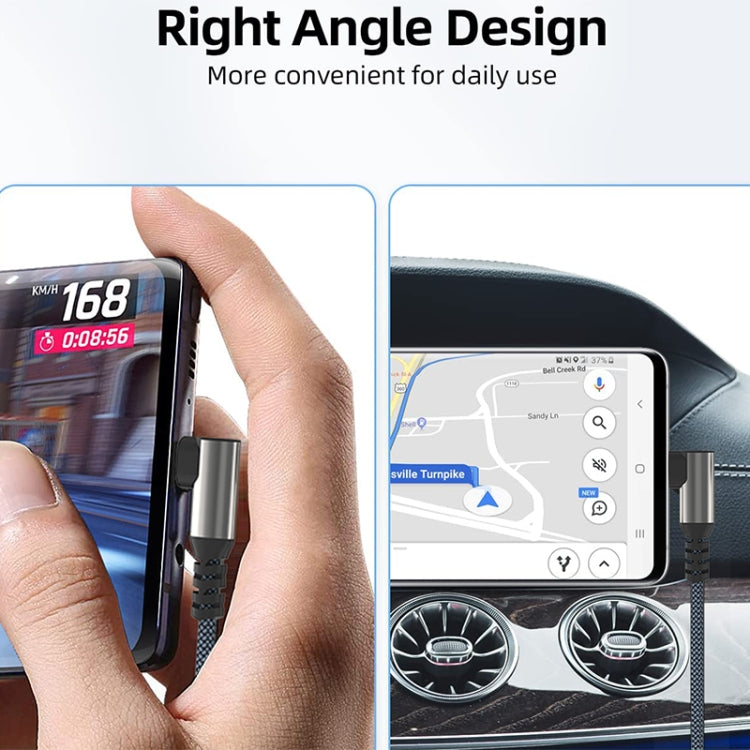 1m 11V 6A 480Mbps 100W USB to USB-C / Type-C Elbow Super Fast Charging Data-sync Cable(Grey)