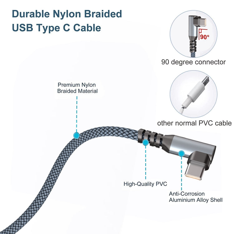 2m 5V 3A 480Mbps 100W USB to USB-C / Type-C Elbow Super Fast Charging Data-sync Cable(Grey)
