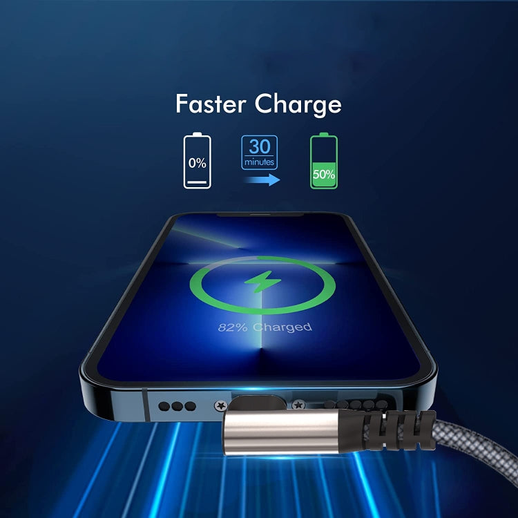 2m 5V 3A 480Mbps 100W USB to USB-C / Type-C Elbow Super Fast Charging Data-sync Cable(Grey)