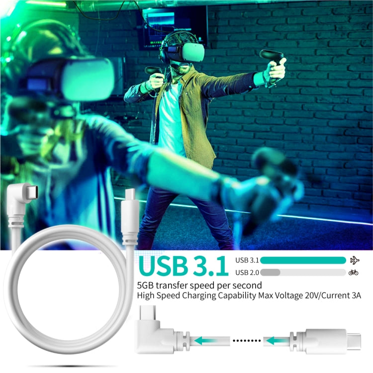6m USB / Type-C to USB-C / Type-C Elbow 5Gbps 60W USB3.1 Gen1 Fast Charging Data-sync Cable