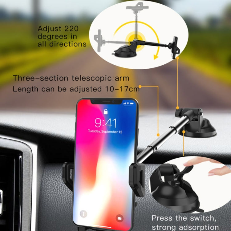 Yesido C40 Car Foldable 360 Degree Rotation Automatic Clip Phone Holder(Black)