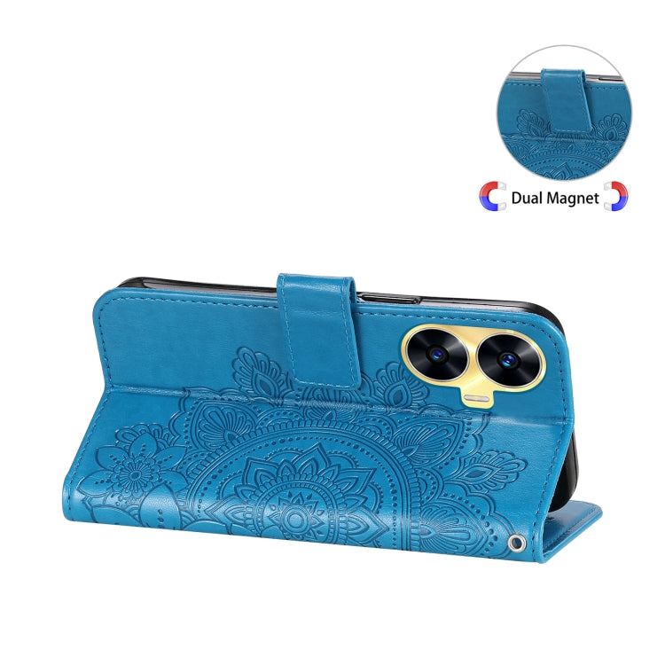 For Realme C55 7-petal Flowers Embossing Leather Phone Case