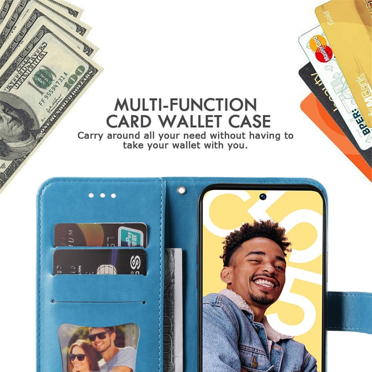 For Realme C55 7-petal Flowers Embossing Leather Phone Case