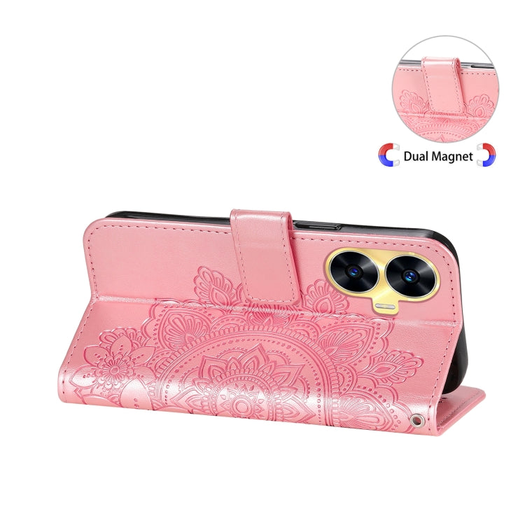 For Realme C55 7-petal Flowers Embossing Leather Phone Case