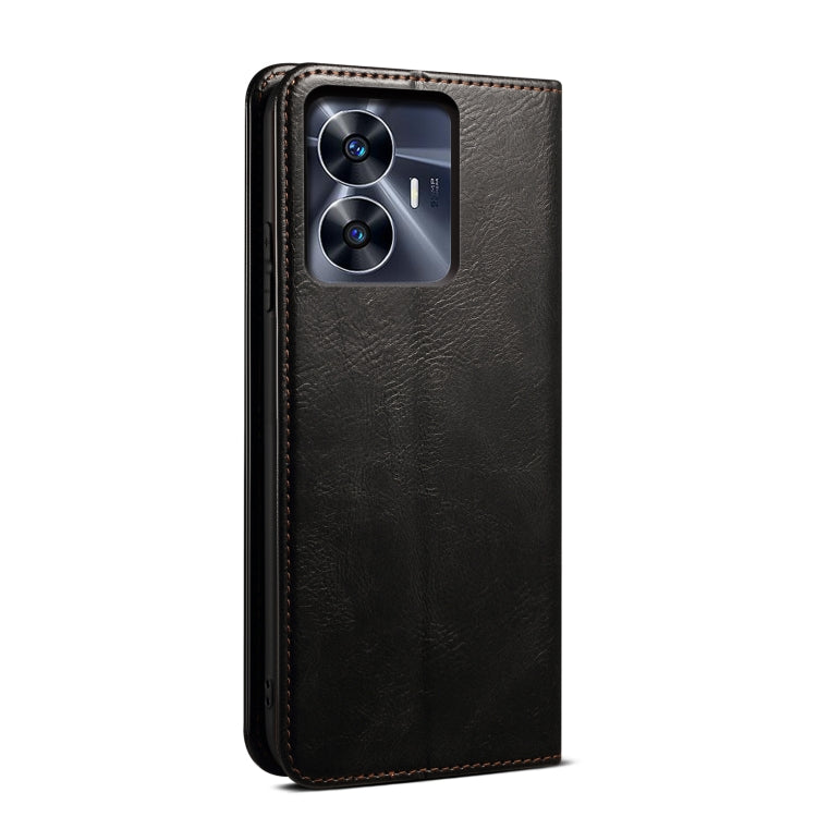 For Realme C55 Oil Wax Crazy Horse Texture Leather Phone Case