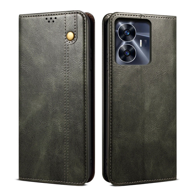 For Realme C55 Oil Wax Crazy Horse Texture Leather Phone Case