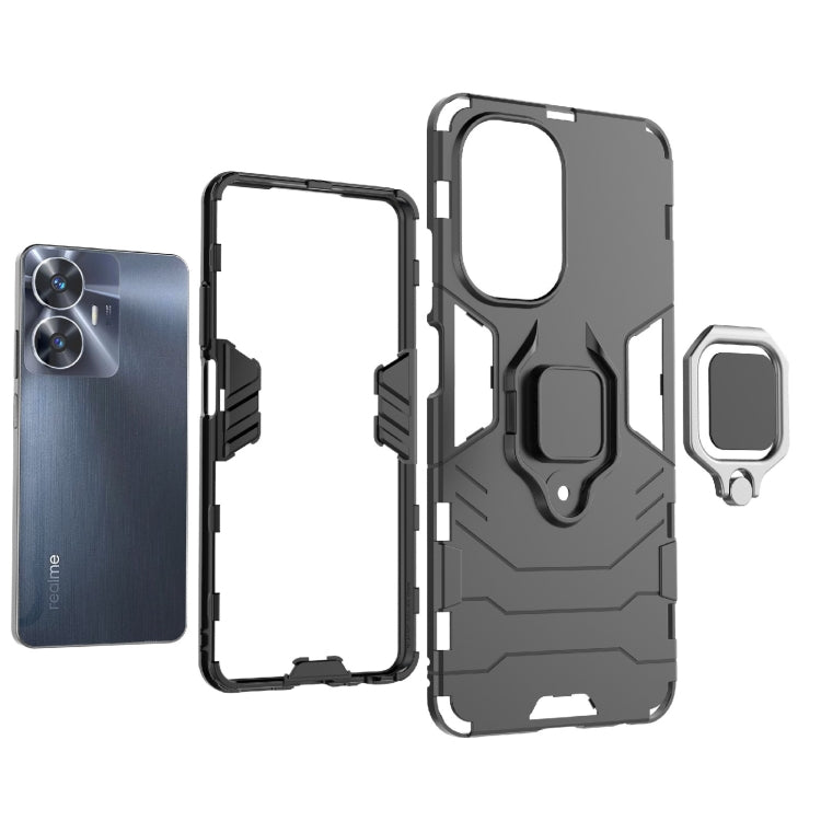 For Realme C55 Shockproof PC + TPU Holder Phone Case