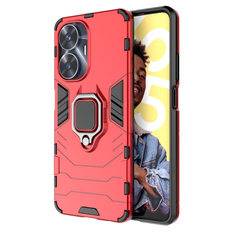 For Realme C55 Shockproof PC + TPU Holder Phone Case