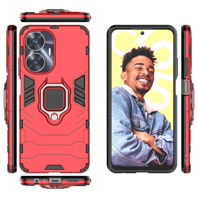 For Realme C55 Shockproof PC + TPU Holder Phone Case