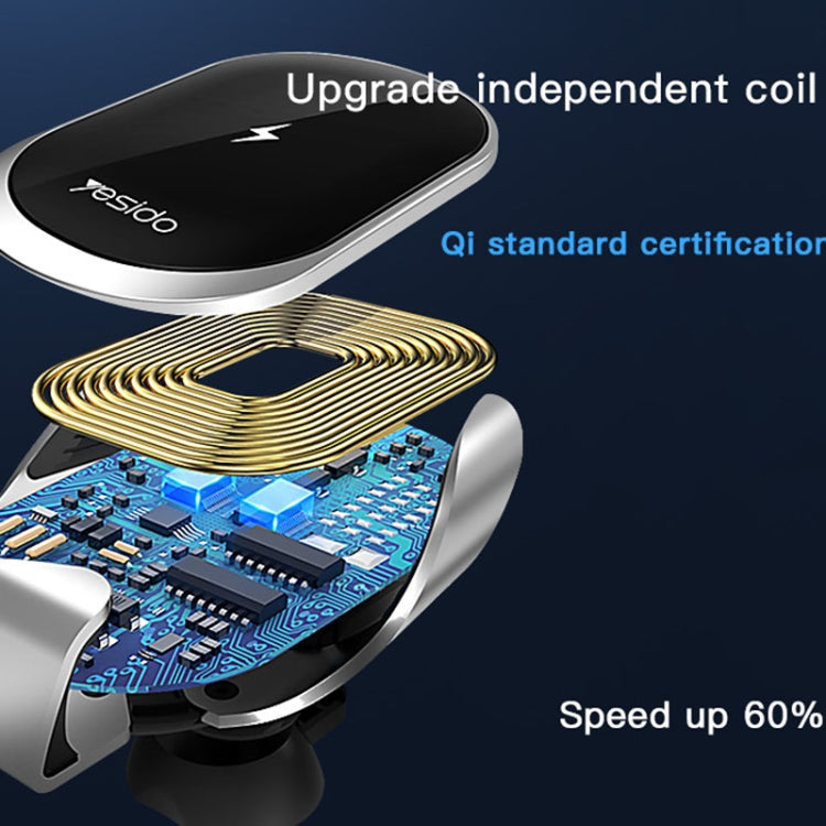 Yesido C78 Car Automatic Clamping 15W Qi Wireless Charger Phone Holder(Black)