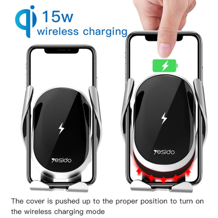 Yesido C78 Car Automatic Clamping 15W Qi Wireless Charger Phone Holder(Black)