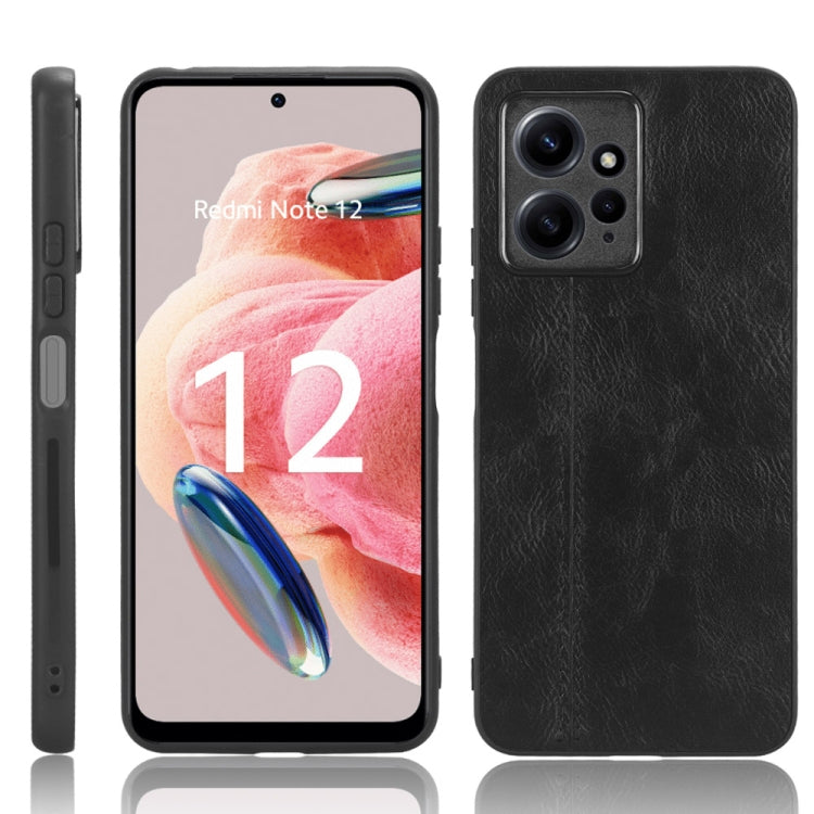 For Xiaomi Redmi Note 12 4G Global Sewing Cow Pattern Skin PC + PU + TPU Phone Case
