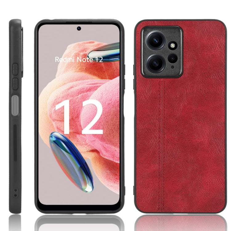 For Xiaomi Redmi Note 12 4G Global Sewing Cow Pattern Skin PC + PU + TPU Phone Case