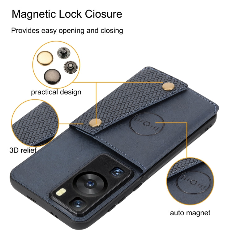For Huawei P60 / P60 Pro Double Buckle Magnetic PU+TPU Phone Case