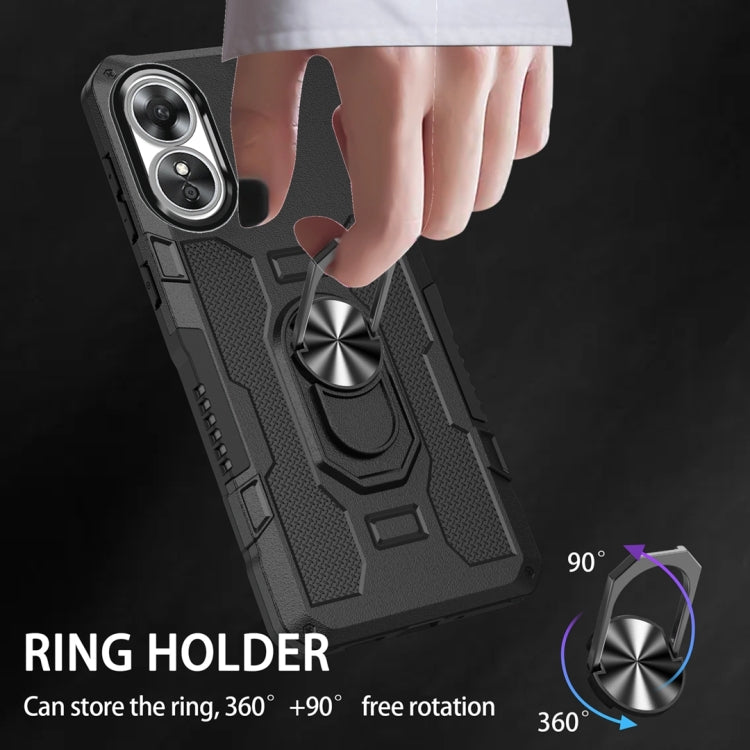 For OPPO A17 Ring Holder Armor Hybrid Phone Case