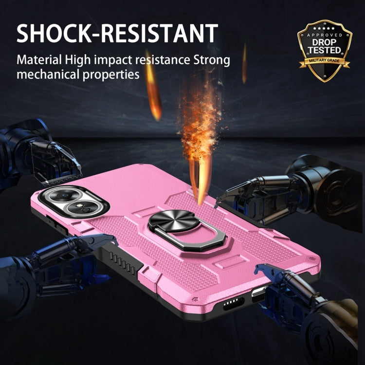 For OPPO A17 Ring Holder Armor Hybrid Phone Case