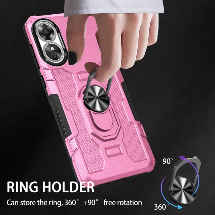For OPPO A17 Ring Holder Armor Hybrid Phone Case