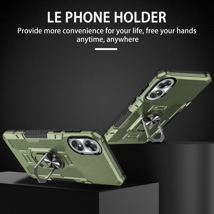 For OPPO A17 Ring Holder Armor Hybrid Phone Case