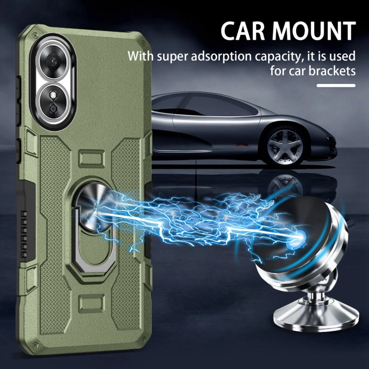 For OPPO A17 Ring Holder Armor Hybrid Phone Case