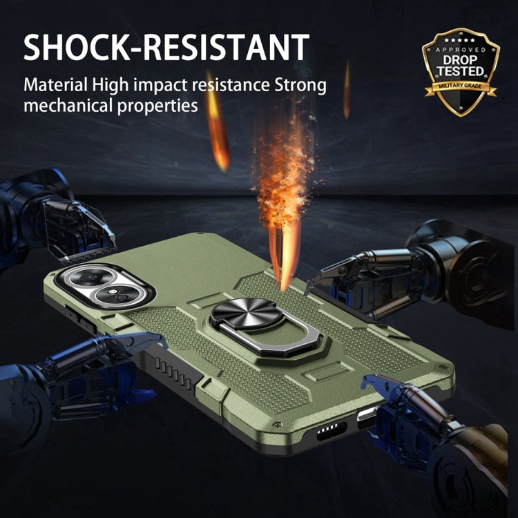 For OPPO A17 Ring Holder Armor Hybrid Phone Case