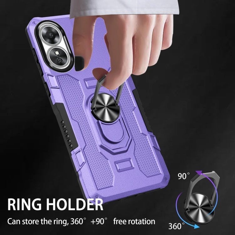 For OPPO A17 Ring Holder Armor Hybrid Phone Case
