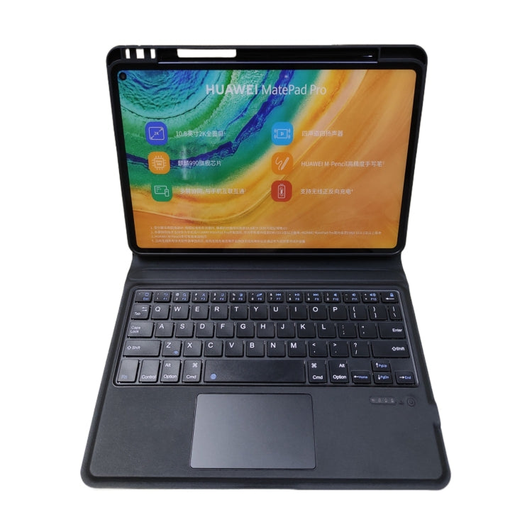 T1061C For Huawei Matepad Pro / Pro 5G 10.8 inch Ultra-thin Integrated Touch Bluetooth Keyboard + Lambskin Texture PU Leather Tablet Case with Bracket & Pen Slot(Black)