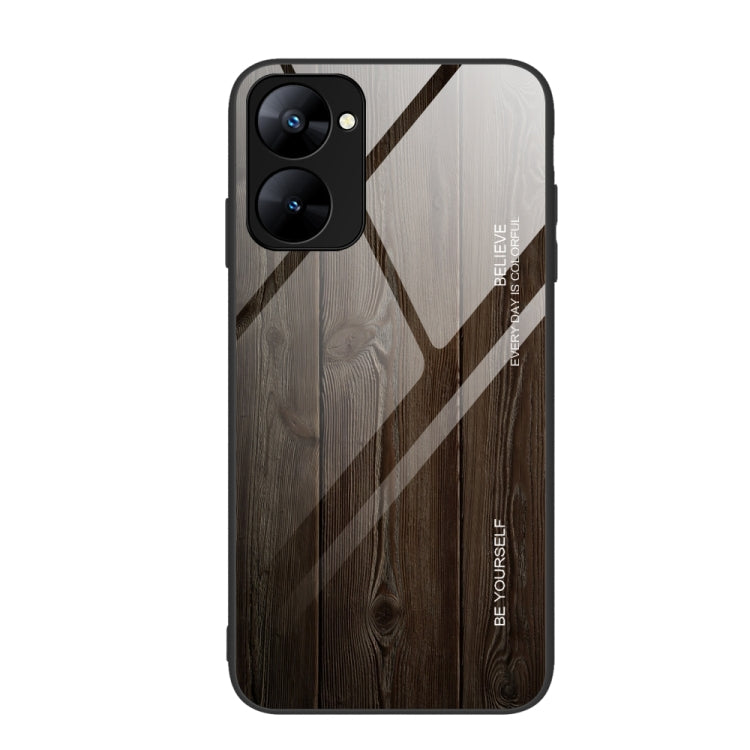 For Realme V30 Wood Grain Glass Phone Case