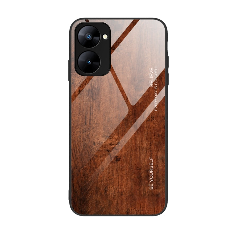 For Realme V30 Wood Grain Glass Phone Case