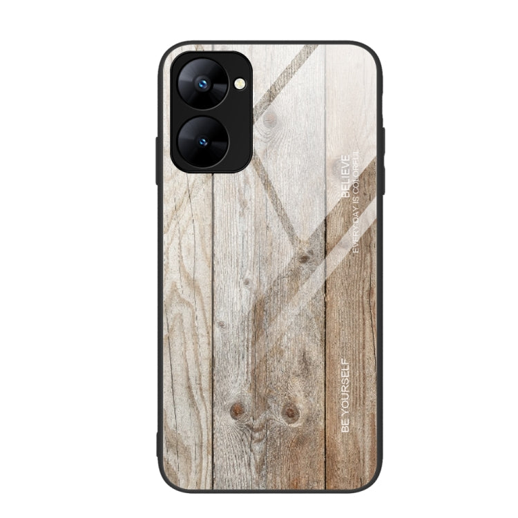 For Realme V30 Wood Grain Glass Phone Case