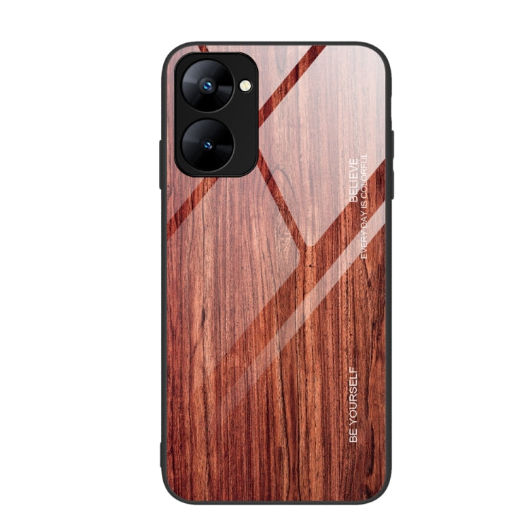 For Realme V30 Wood Grain Glass Phone Case