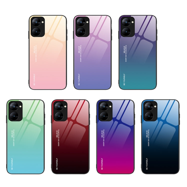 For Realme V30 Gradient Color Glass Phone Case