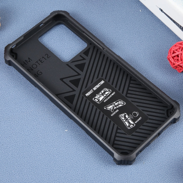 For Xiaomi Redmi Note 12 4G Camouflage Armor Kickstand TPU + PC Magnetic Phone Case