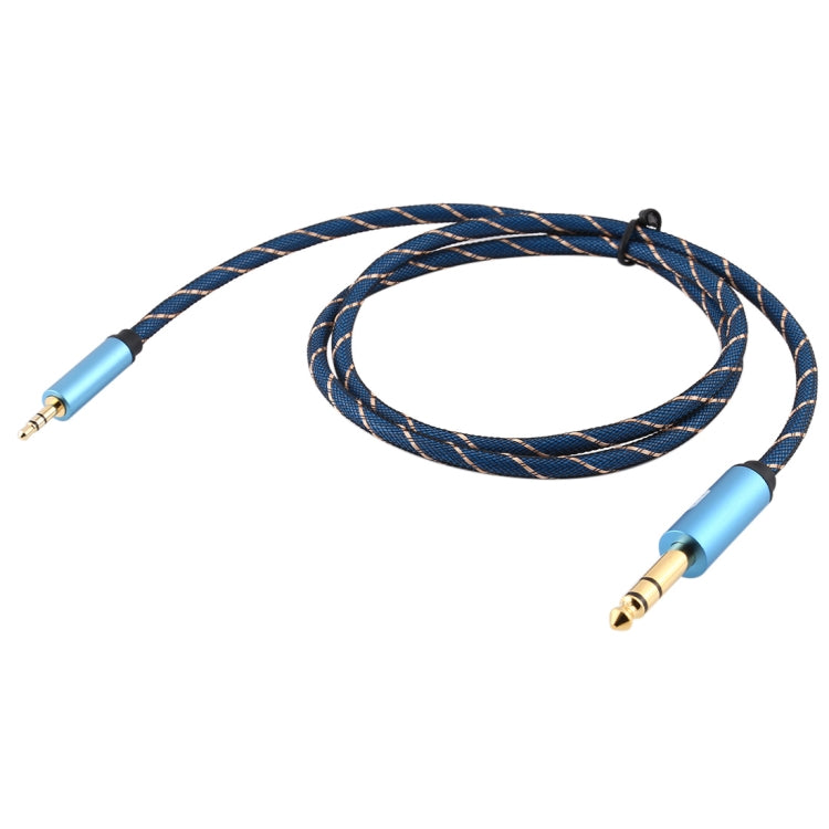 EMK 3.5mm Jack Male to 6.35mm Jack Male Gold Plated Connector Nylon Braid AUX Cable for Computer / X-BOX / PS3 / CD / DVD, Cable Length:1m(Dark Blue)