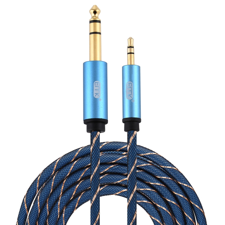 EMK 3.5mm Jack Male to 6.35mm Jack Male Gold Plated Connector Nylon Braid AUX Cable for Computer / X-BOX / PS3 / CD / DVD, Cable Length:3m(Dark Blue)