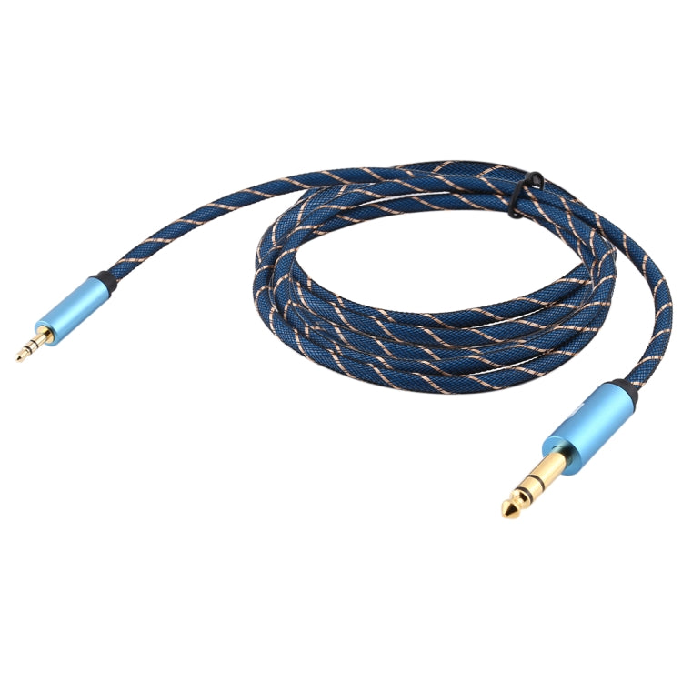 EMK 3.5mm Jack Male to 6.35mm Jack Male Gold Plated Connector Nylon Braid AUX Cable for Computer / X-BOX / PS3 / CD / DVD, Cable Length:3m(Dark Blue)