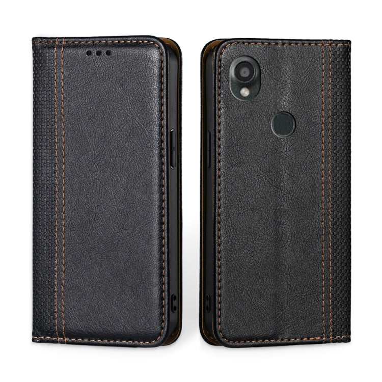 For Kyocera Digno SX3-KYG02 Grid Texture Magnetic Flip Leather Phone Case