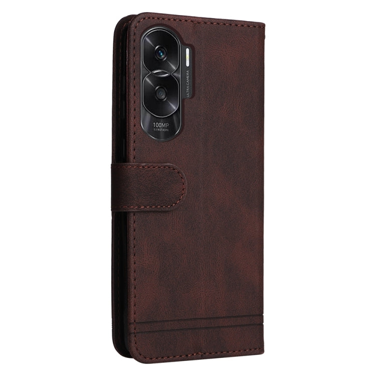 For Honor X50i 5G Skin Feel Life Tree Metal Button Leather Phone Case