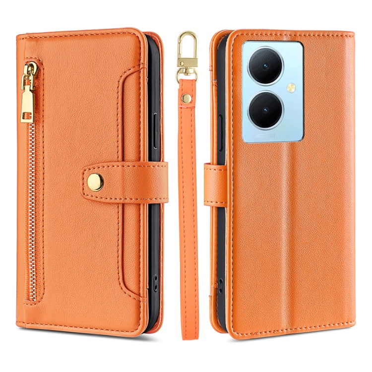 For vivo Y78 Plus 5G Lite Sheep Texture Cross-body Zipper Wallet Leather Phone Case