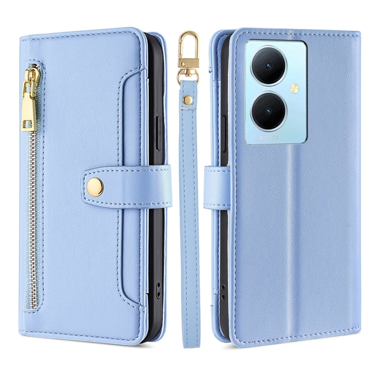 For vivo Y78 Plus 5G Lite Sheep Texture Cross-body Zipper Wallet Leather Phone Case