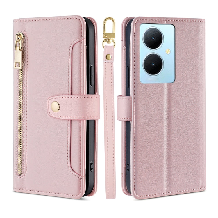 For vivo Y78 Plus 5G Lite Sheep Texture Cross-body Zipper Wallet Leather Phone Case