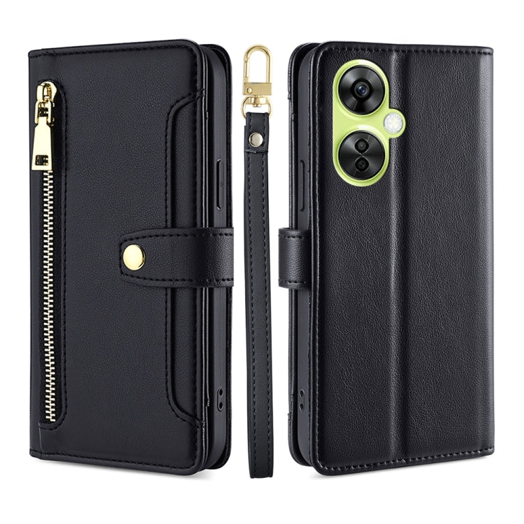 For OnePlus Nord CE 3 Lite 5G Lite Sheep Texture Cross-body Zipper Wallet Leather Phone Case