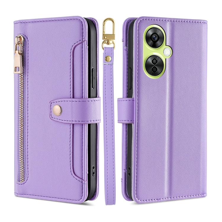 For OnePlus Nord CE 3 Lite 5G Lite Sheep Texture Cross-body Zipper Wallet Leather Phone Case